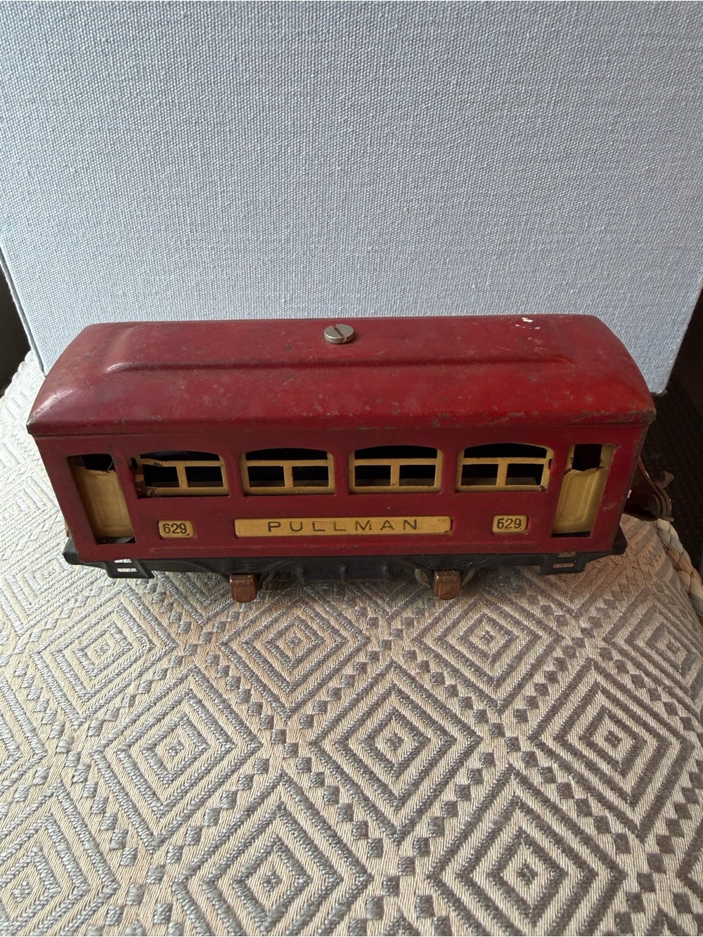 Vintage Train Car Pullman 629 Red / Yellow Doors- Windows